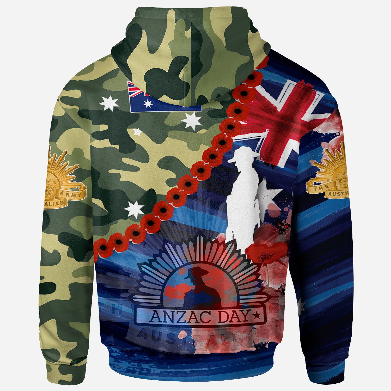 Australia Anzac Camouflage Curve Hoodie - Remembrance Anzac Day and the Dawn Service Hoodie - Vibe Hoodie Shop