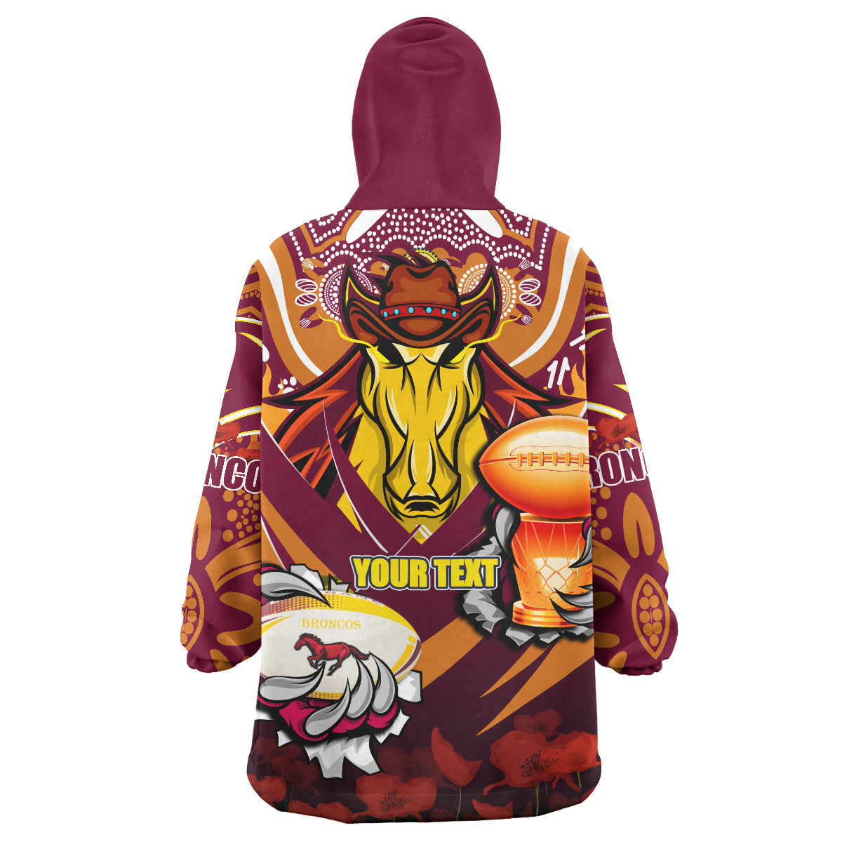 Broncos Premierships Rugby Snug Hoodie - Custom "Go Broncos!" Champion Claw Scratch Aboriginal Culture Wearable Blanket Hoodie - Vibe Hoodie Shop