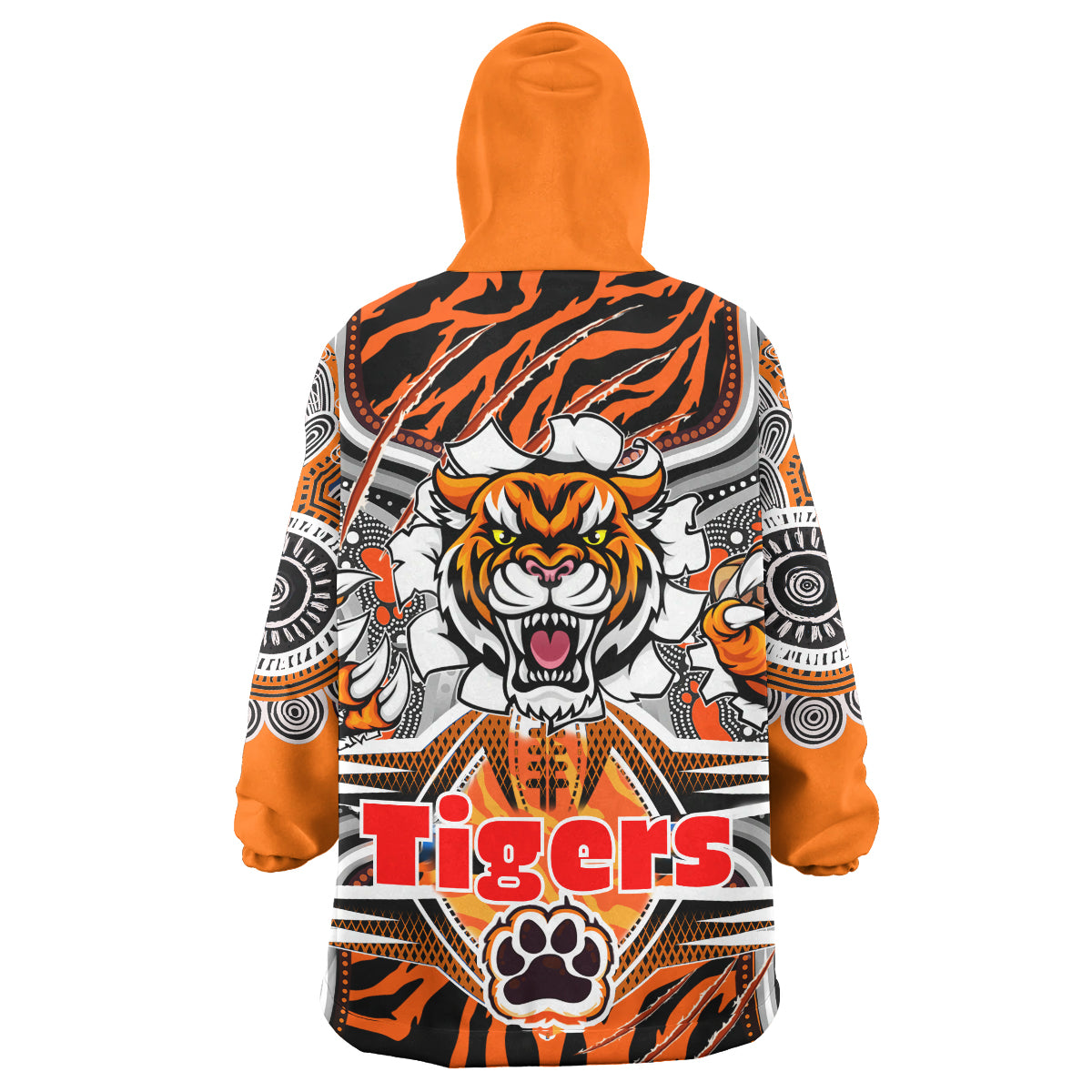 Tigers Rugby Aboriginal Snug Hoodie - Custom Super Indigenous Tigers Scratch Style Wearable Blanket Hoodie - Vibe Hoodie Shop