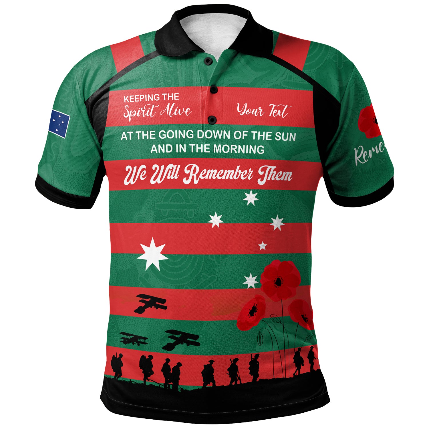 Australia South Sydney Anzac Custom Polo Shirt - Keeping the Spirit Alive Polo Shirt - Vibe Hoodie Shop