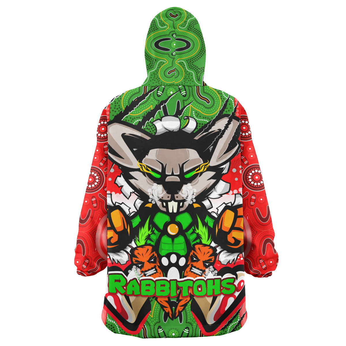 Rabbitohs Aboriginal Rugby Snug Hoodie - Rabbitohs Stand Above the Rest Scratch Style Wearable Blanket Hoodie - Vibe Hoodie Shop
