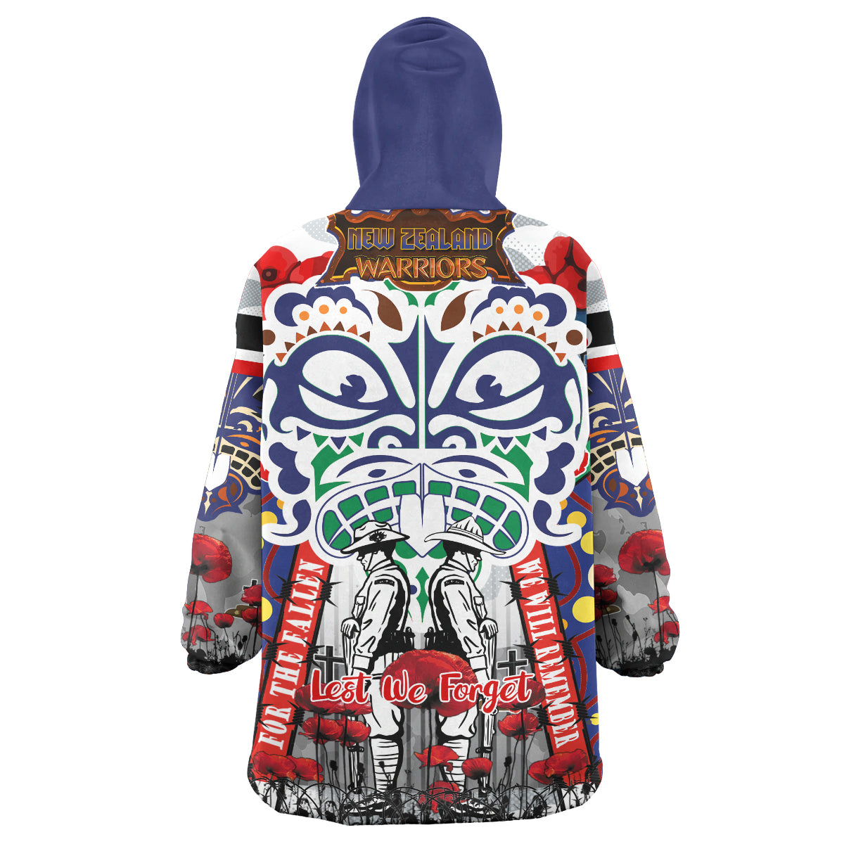 Warriors Rugby Anzac Watercolor Custom Snug Hoodie - Remembrance New Zealand Warriors With Maori Tino Rangatiratanga Flag Wearable Blanket Hoodie RLT14 - Vibe Hoodie Shop