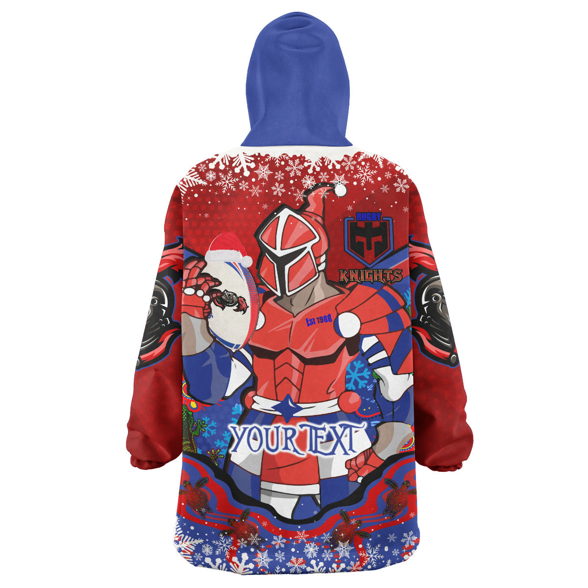 Knights Rugby Christmas Snug Hoodie - Custom Merry Christmas Newcastle Knights Indigenous Wearable Blanket Hoodie - Vibe Hoodie Shop