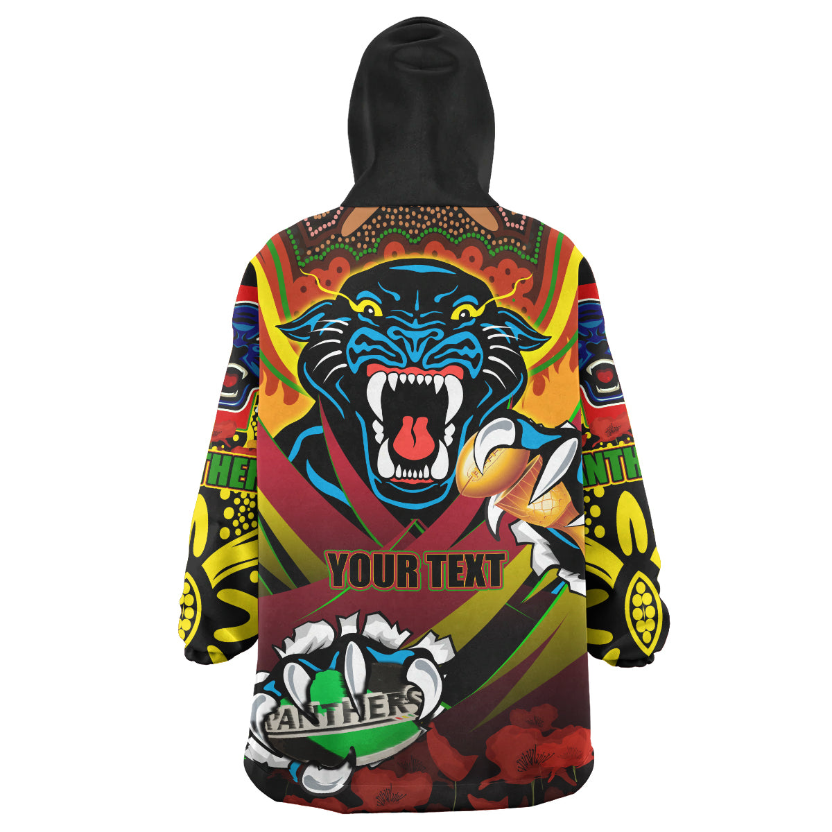 Panthers Premierships Rugby Snug Hoodie - Custom "Go Panthers!" Champion Claw Scratch Aboriginal Culture Wearable Blanket Hoodie - Vibe Hoodie Shop