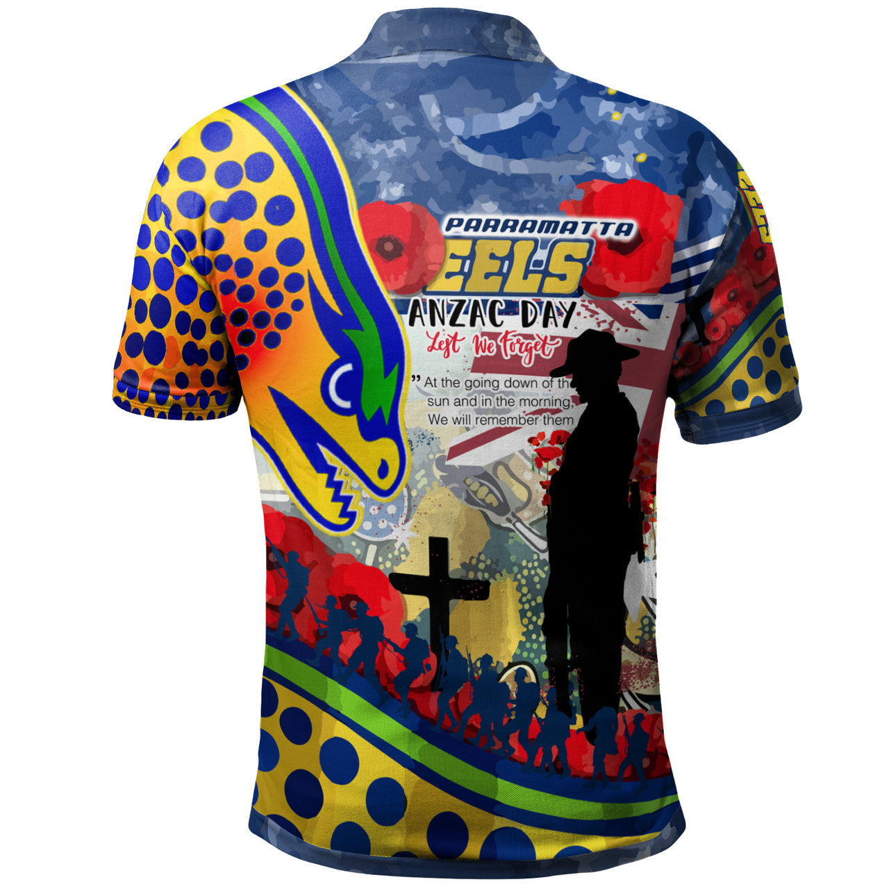 Eels Rugby Australia ANZAC Day Lest We Forget Polo Shirt Eels With ANZAC Poppy Watercolour Style RLT13 - Vibe Hoodie Shop