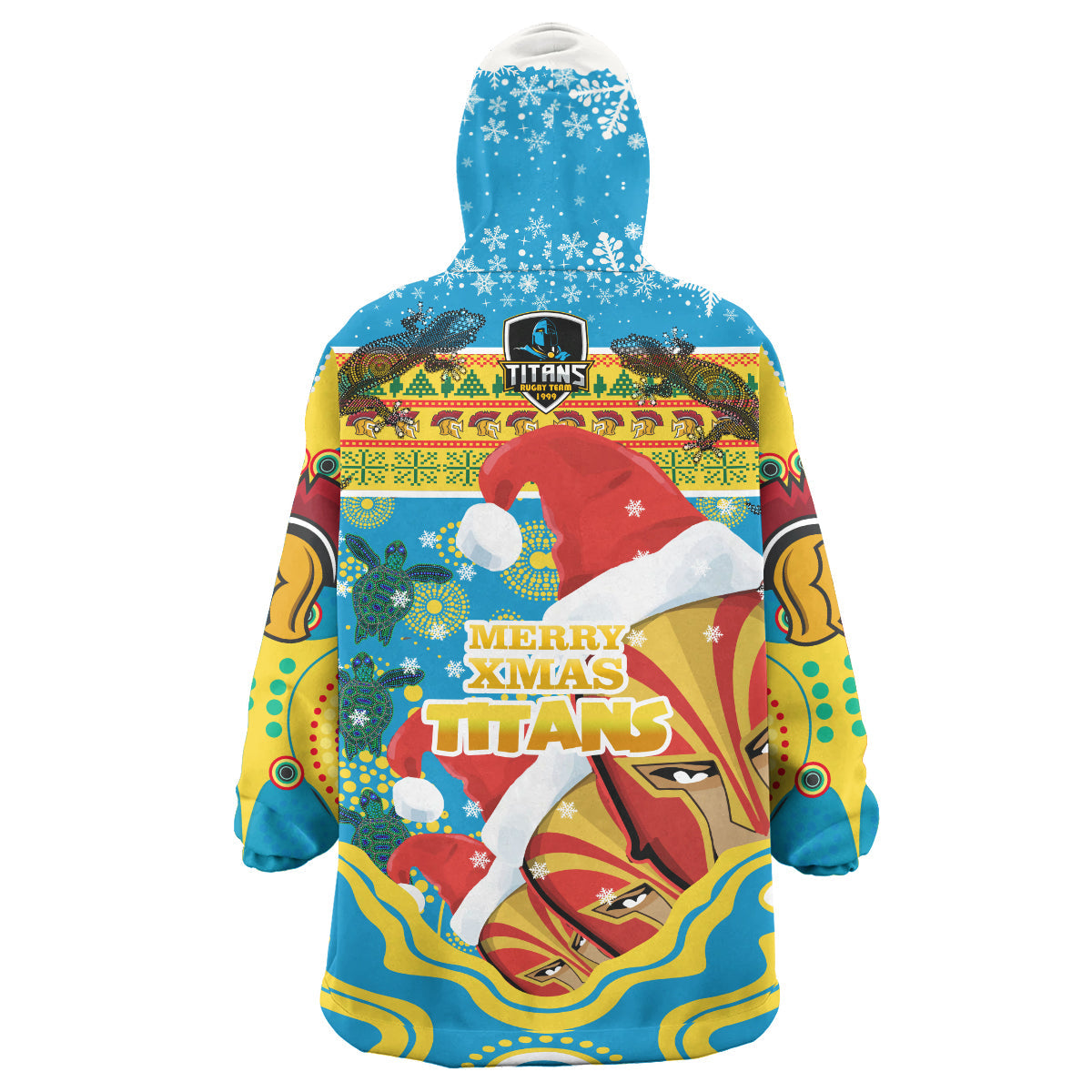Titans Rugby Christmas Snug Hoodie - Custom Merry Titans Christmas Indigenous Wearable Blanket Hoodie - Vibe Hoodie Shop