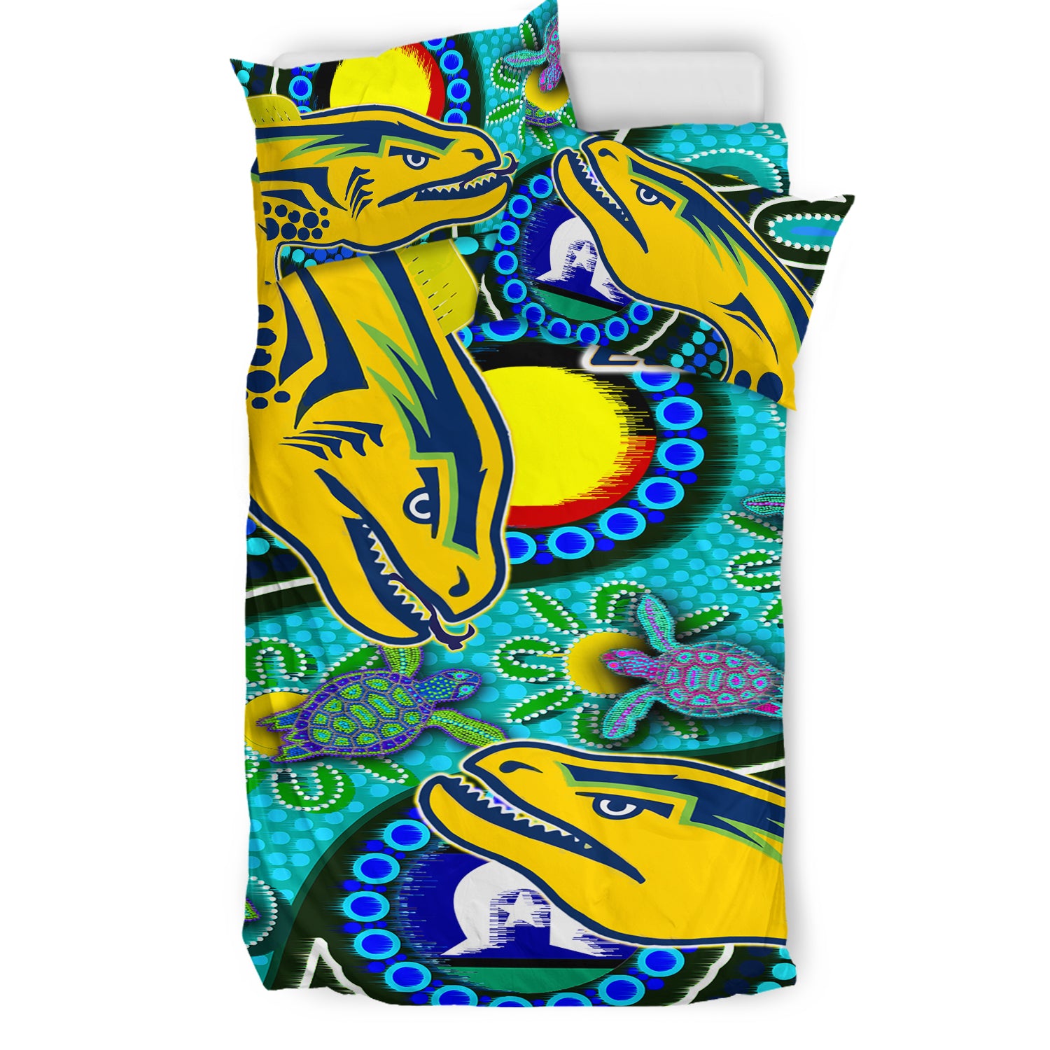 Eels Rugby Bedding Set - Custom Indigenous Eels With Aboriginal and Torres Strait Islander Flag - Vibe Hoodie Shop