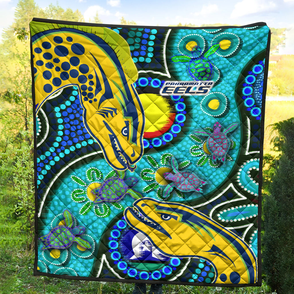 Eels Rugby Quilt - Custom Indigenous Eels With Aboriginal and Torres Strait Islander Flag - Vibe Hoodie Shop