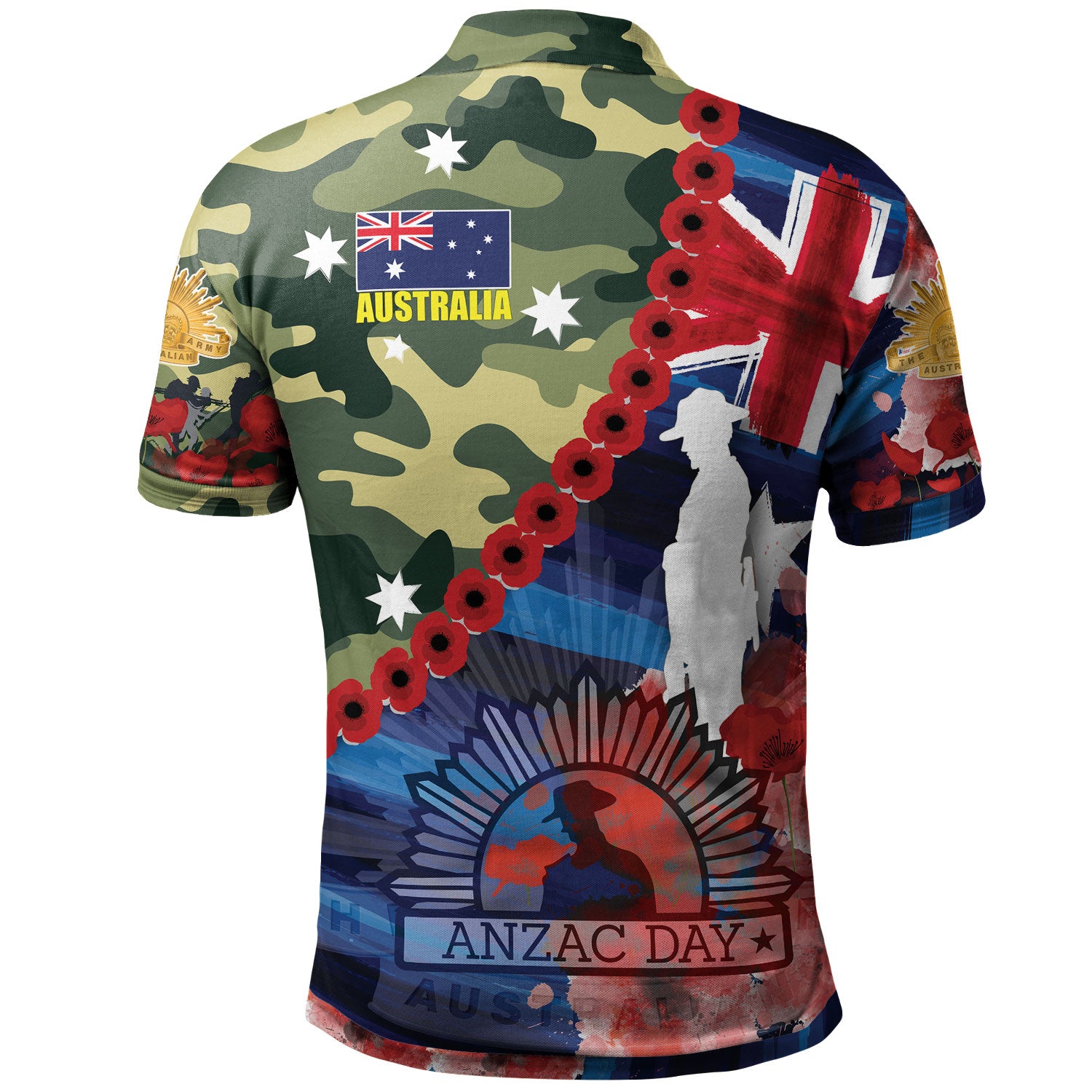 Australia Anzac Camouflage Curve Polo Shirt - Remembrance Anzac Day and the Dawn Service Polo Shirt - Vibe Hoodie Shop