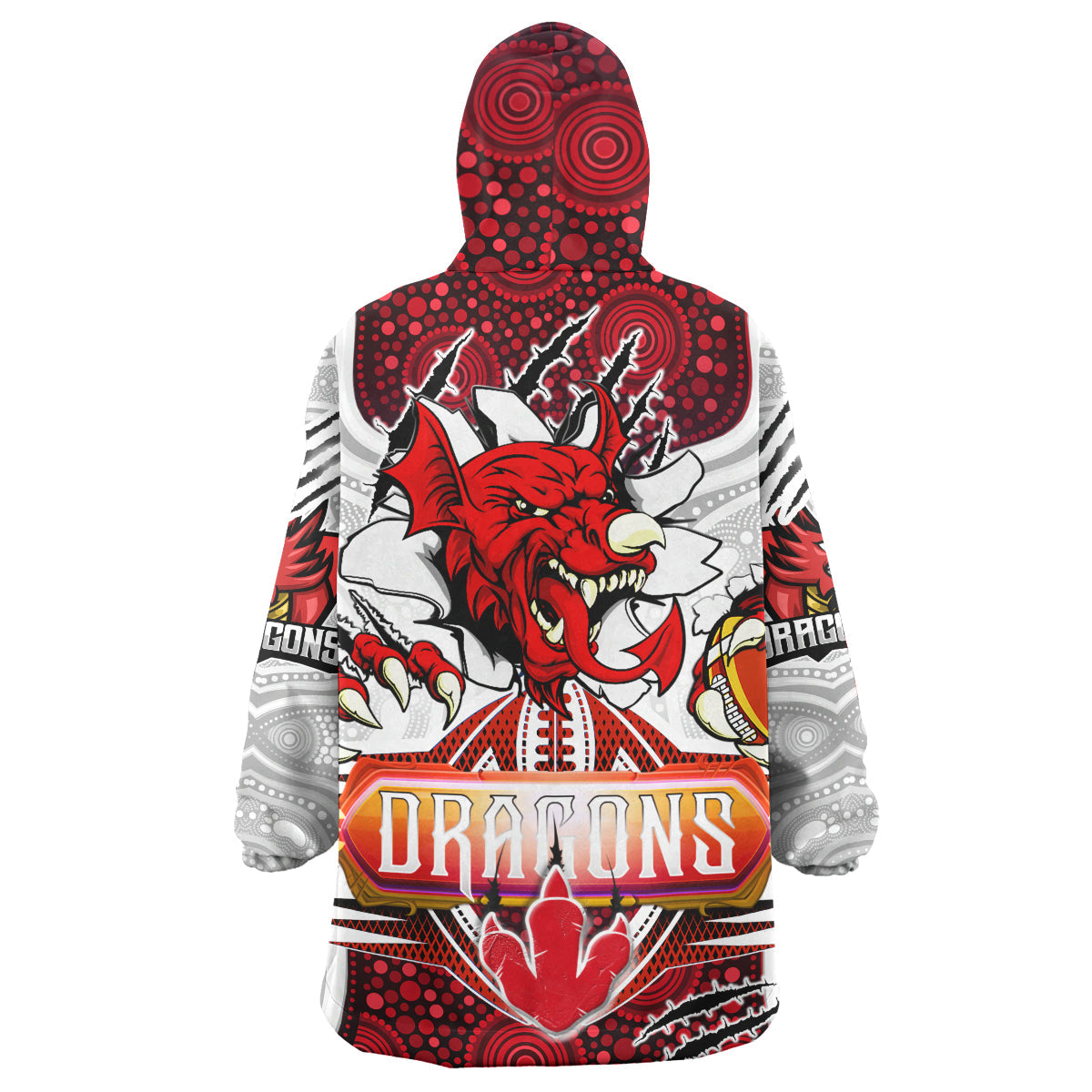 St. George Aboriginal Rugby Snug Hoodie - Custom Indigenous Super Dragons Scratch Style Wearable Blanket Hoodie - Vibe Hoodie Shop