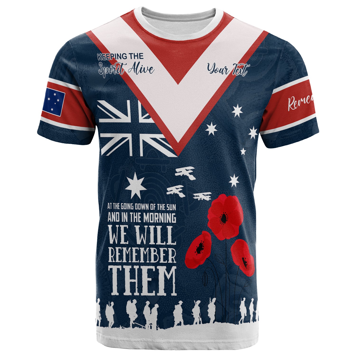 Australia Sydney Anzac Custom T-shirt - Blue Keeping the Spirit Alive T-shirt - Vibe Hoodie Shop