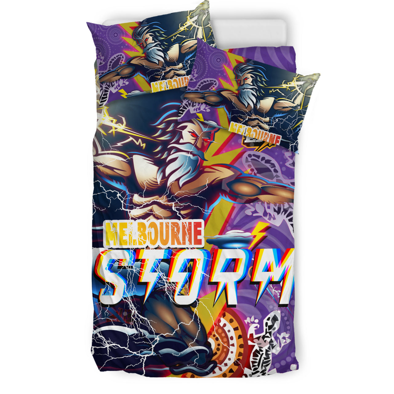 Storm Aboriginal Rugby Bedding Set - Super Storm Thunder Power RLT13 - Vibe Hoodie Shop