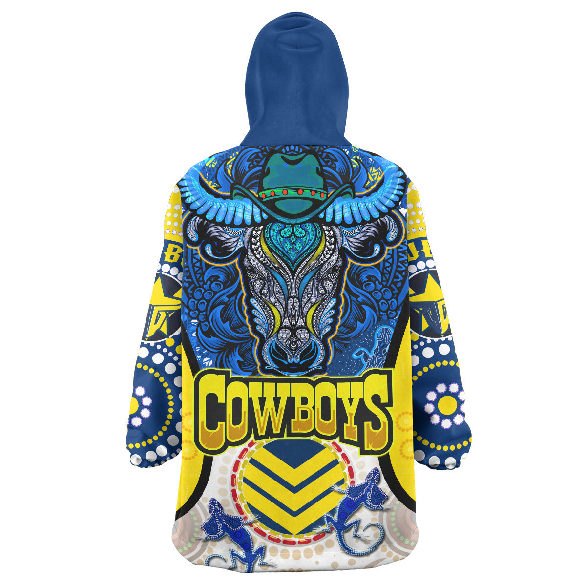 Cowboys Rugby Indigenous Snug Hoodie - Custom Tribal Cows With Aboriginal Culture Wearable Blanket Hoodie - Vibe Hoodie Shop
