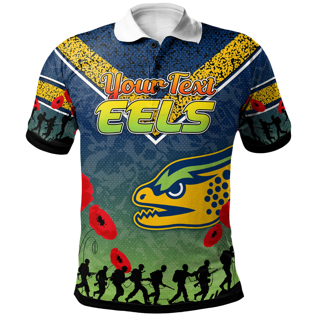 Eels Rugby Polo Shirt - Custom ANZAC Eels Polo Shirt RLT13 - Vibe Hoodie Shop