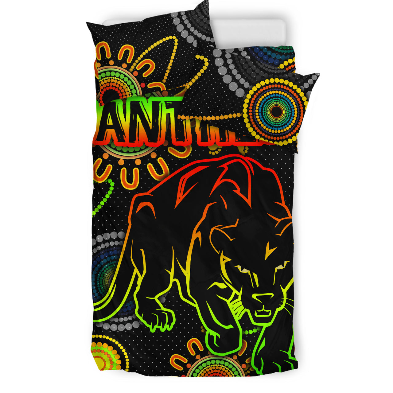 Panthers Rugby Bedding Set - Custom Indigenous Black Panthers Bedding Set RLT13 - Vibe Hoodie Shop