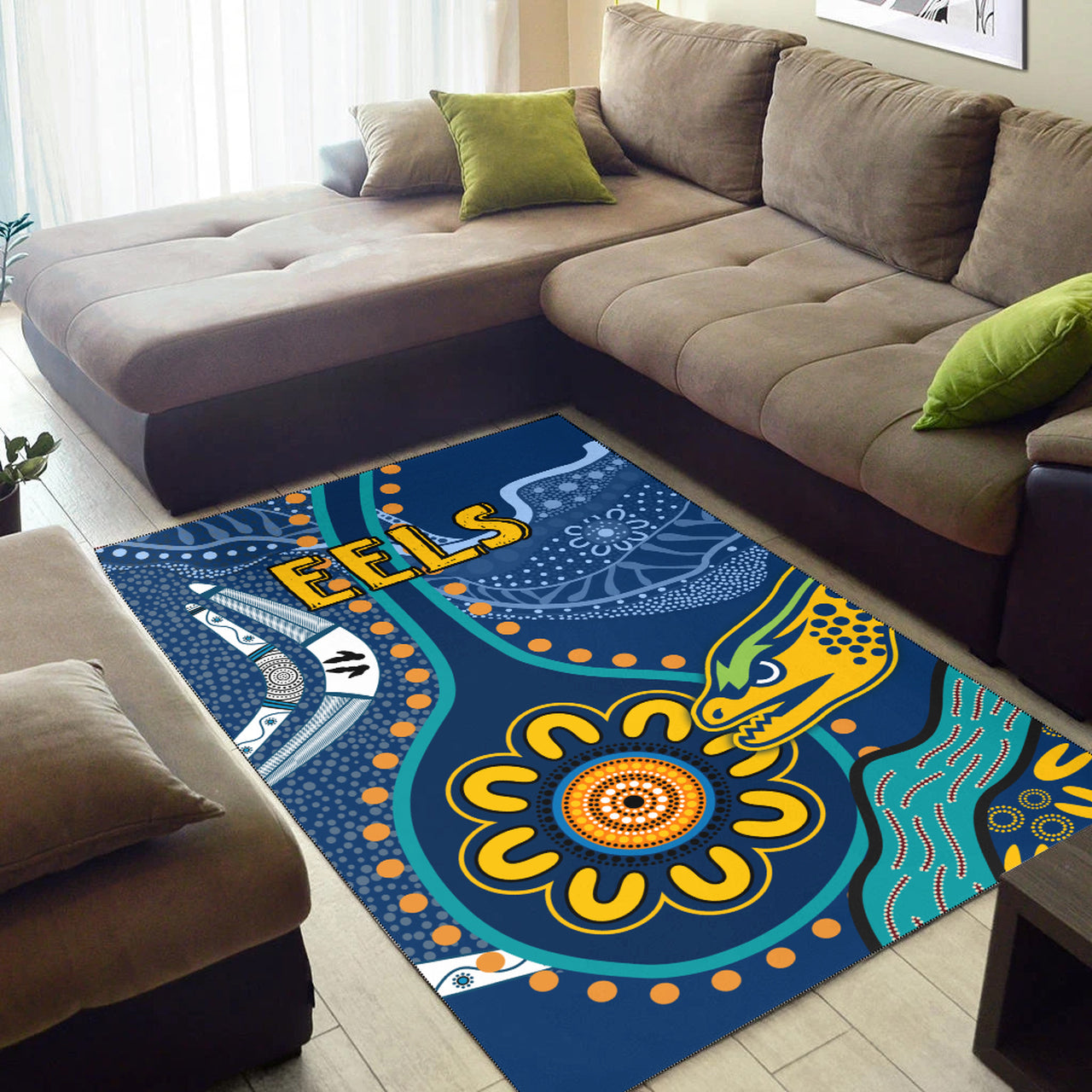 Eels Rugby Area Rug - Custom Indigenous Eels Area Rug RLT13 - Vibe Hoodie Shop