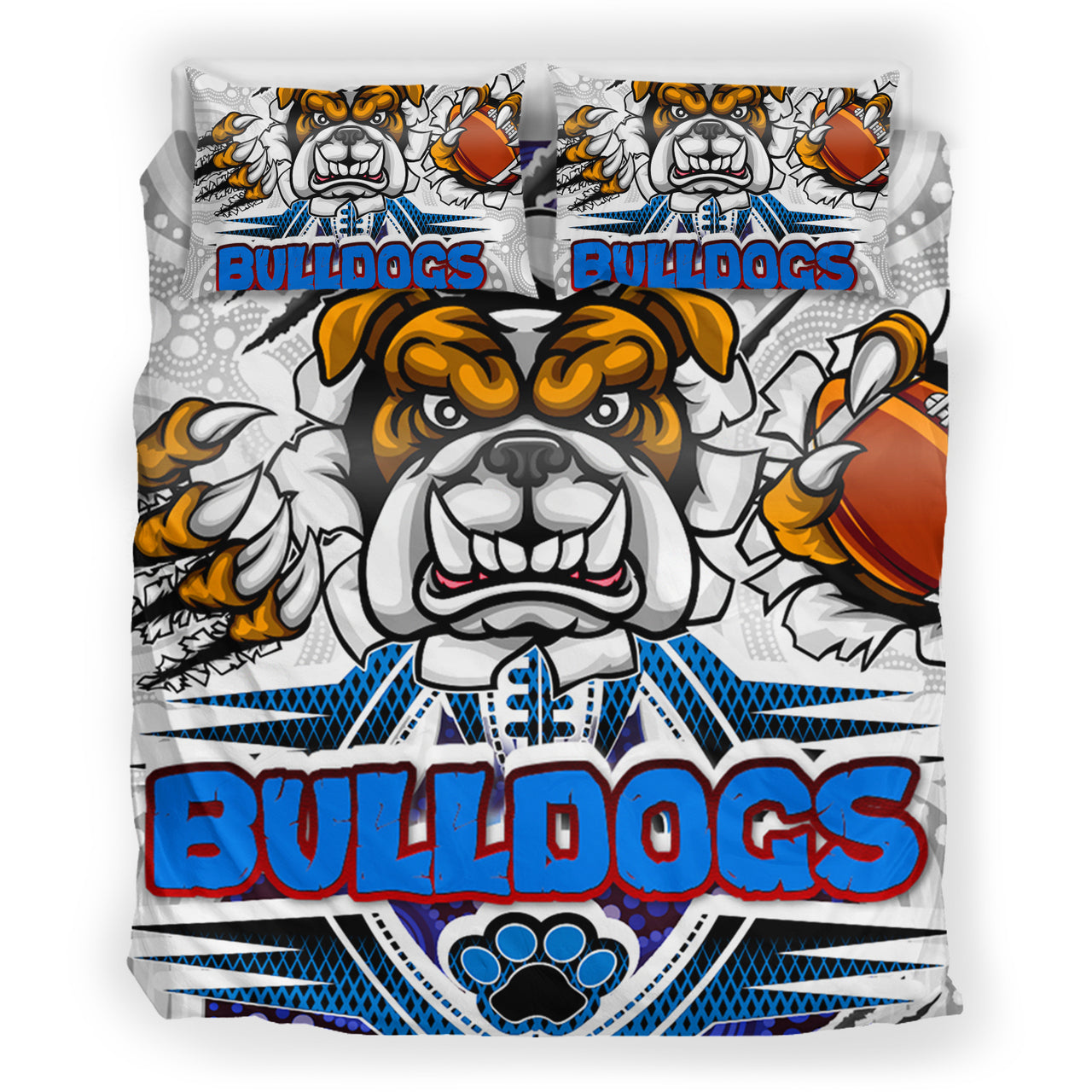 Bulldogs Rugby Custom Aboriginal Bedding Set - Indigenous Super Bulldogs RLT13 - Vibe Hoodie Shop