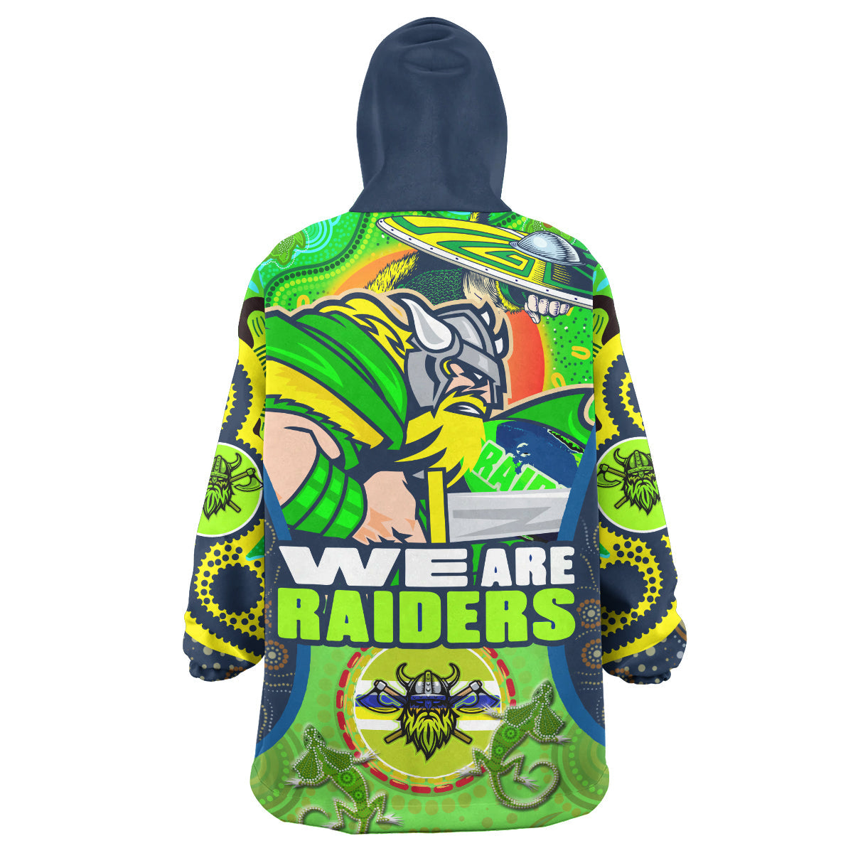 Raiders Rugby Snug Hoodie - Custom "We Are Raiders" Mascot With Aboriginal Art Wearable Blanket Hoodie - Vibe Hoodie Shop