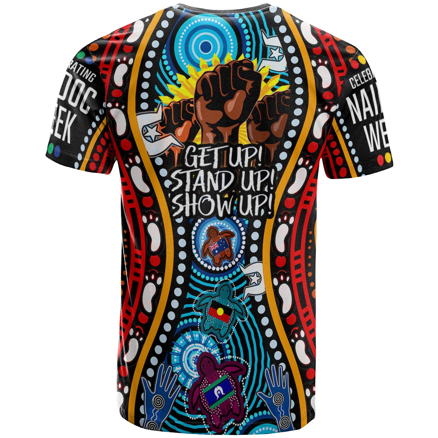 Australia NAIDOC Week 2022 Custom T-shirt - Aboriginal Inspired and Torres Strait Islander Get Up! Stand Up! Show Up! - Vibe Hoodie Shop