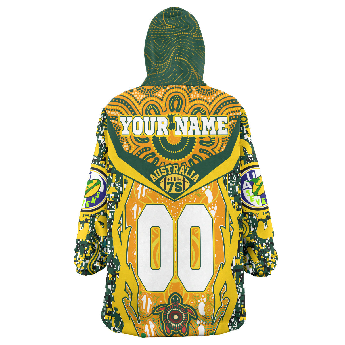 Australian Rugby Sevens Men's Squad Unisex Snug Hoodie - Custom Aussie 7s Arcade Patterns With Aboriginal Turtles Wearable Blanket Hoodie - Vibe Hoodie Shop