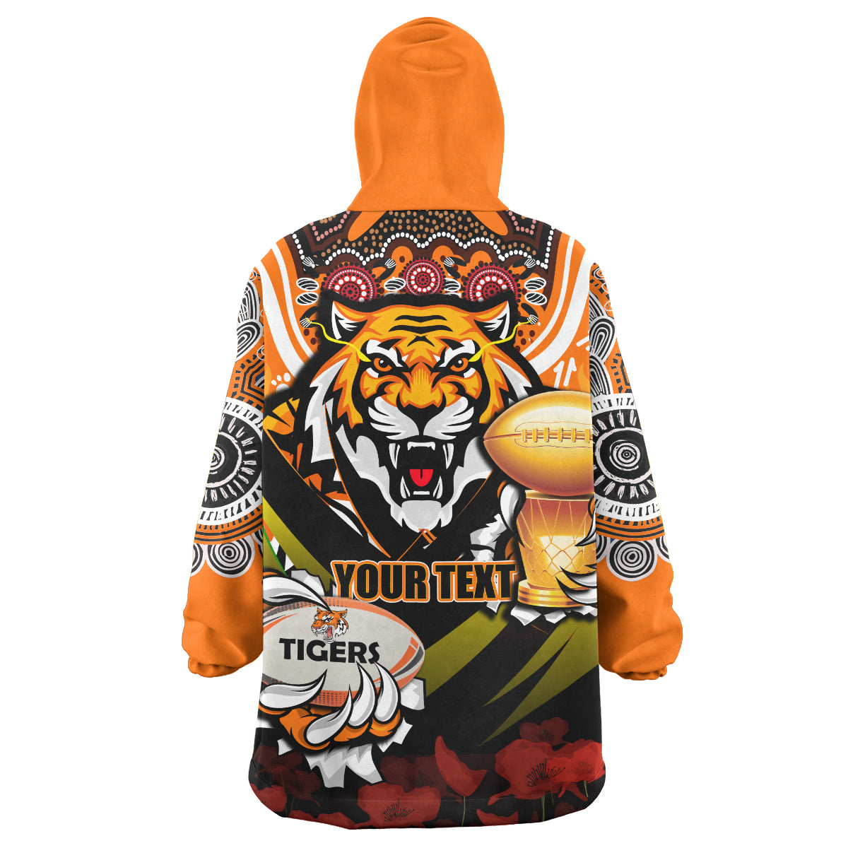 Tigers Premierships Rugby Snug Hoodie - Custom "Go Tigers!" Champion Claw Scratch Aboriginal Culture Wearable Blanket Hoodie - Vibe Hoodie Shop
