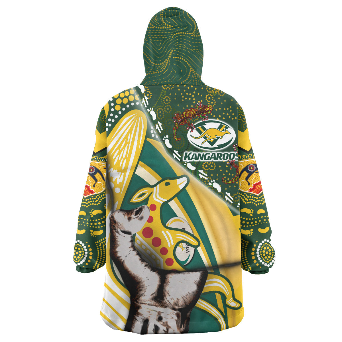 Australian Kangaroos Rugby Patronage Snug Hoodie - Custom The Kangaroos Bloods In My Veins Indigenous Aboriginal Wearable Blanket Hoodie - Vibe Hoodie Shop