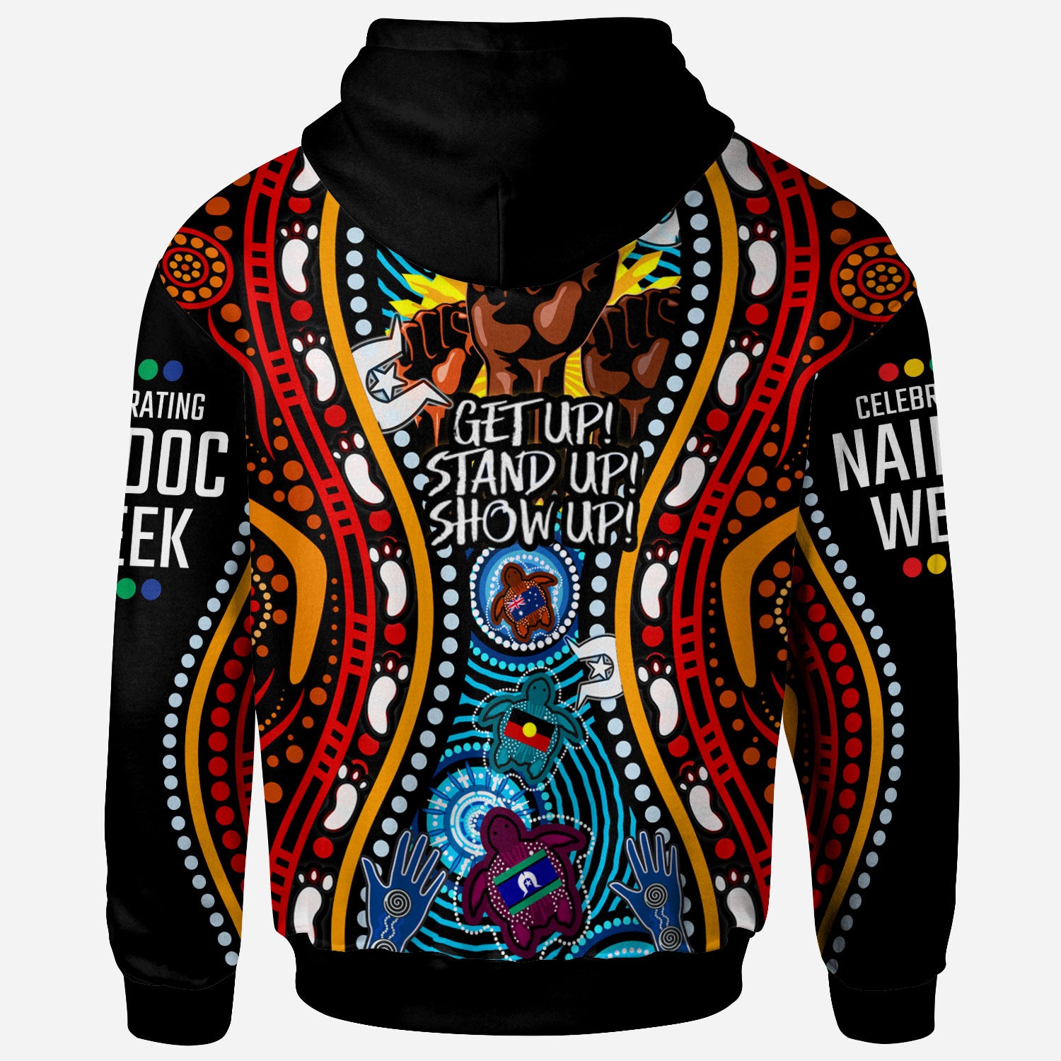 Australia NAIDOC Week 2022 Custom Hoodie - Aboriginal Inspired and Torres Strait Islander Get Up! Stand Up! Show Up! - Vibe Hoodie Shop