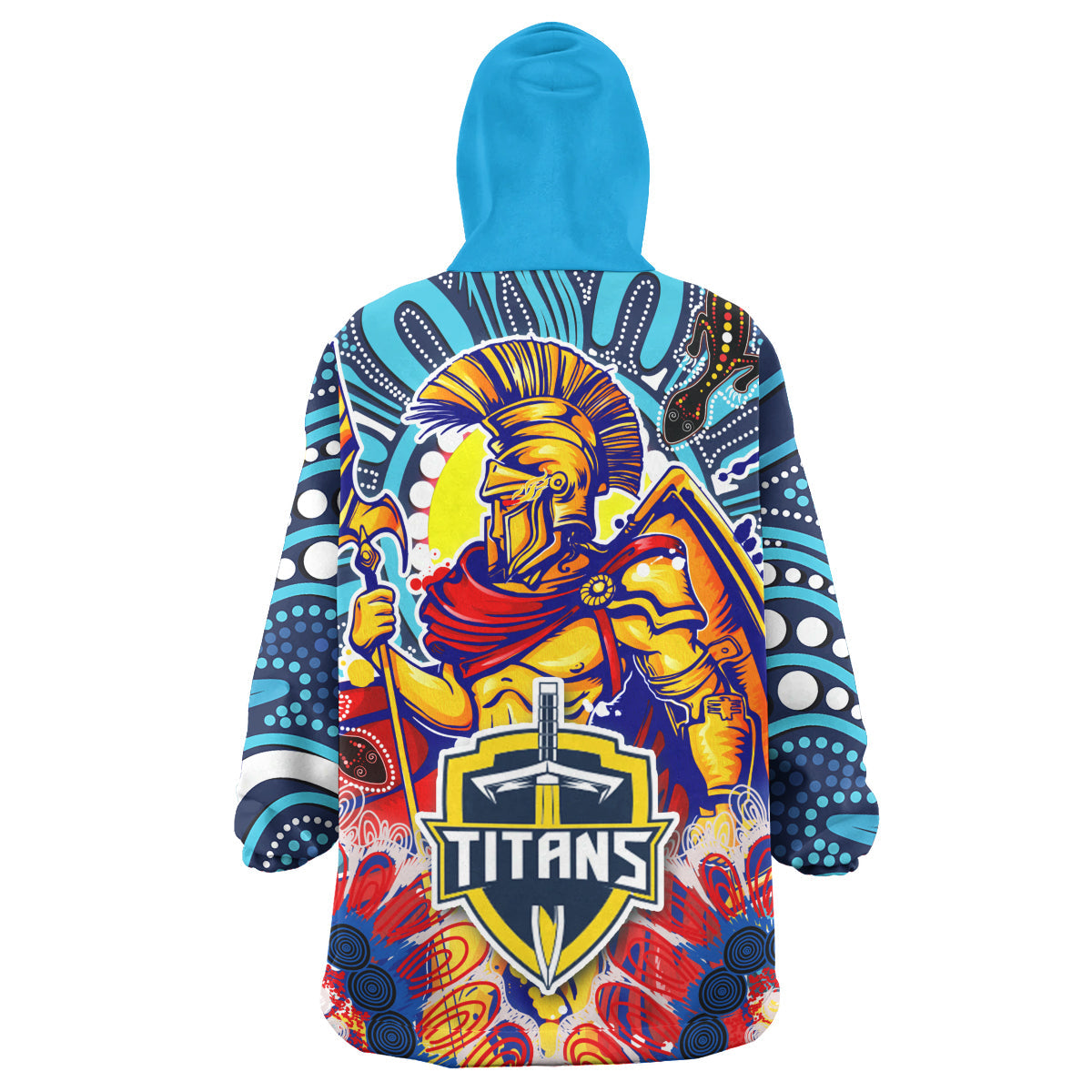 Titans Aboriginal Rugby Snug Hoodie - The Indigenous Titans Warriors With Aboriginal Lizard And Sun Wearable Blanket Hoodie RLT14 - Vibe Hoodie Shop