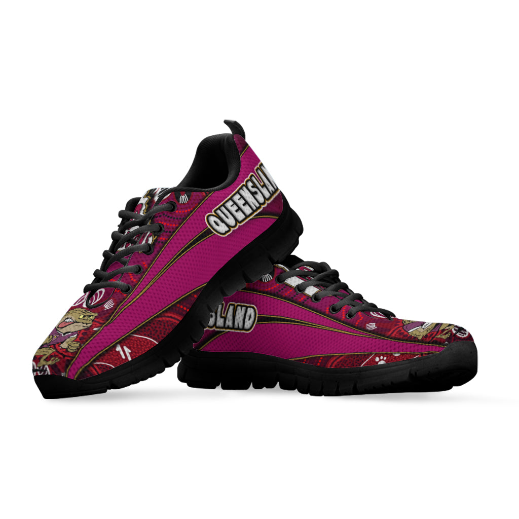 Queensland Rugby League Sneakers - Queensland Maroons Mascot Aboriginal Art STATE OF ORIGIN High Sneakers - Vibe Hoodie Shop