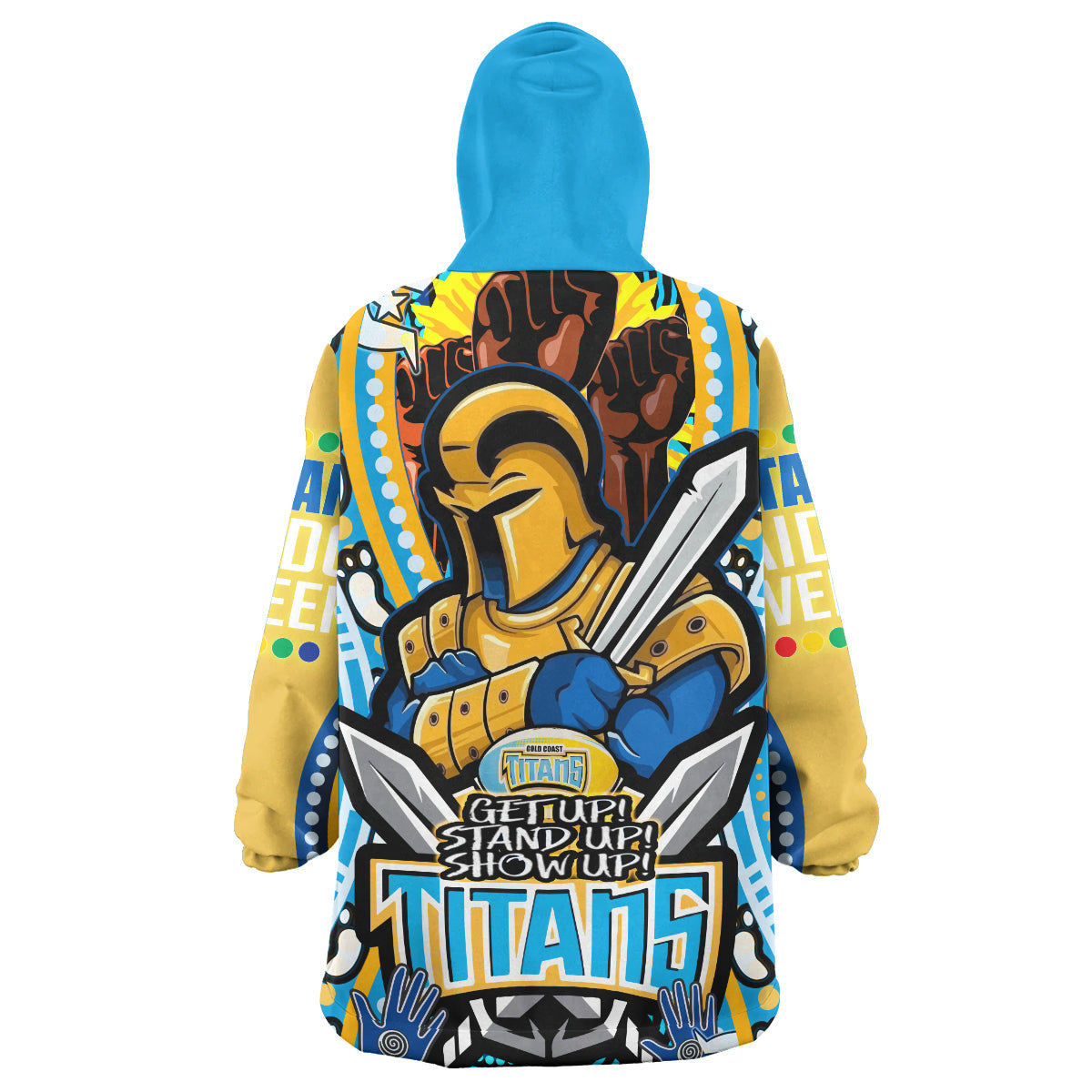 Titans Rugby Naidoc Week Aboriginal Snug Hoodie - Gold Coast Titans Rugby Ball Get up! Stand up! Show up! Wearable Blanket Hoodie RLT14 - Vibe Hoodie Shop