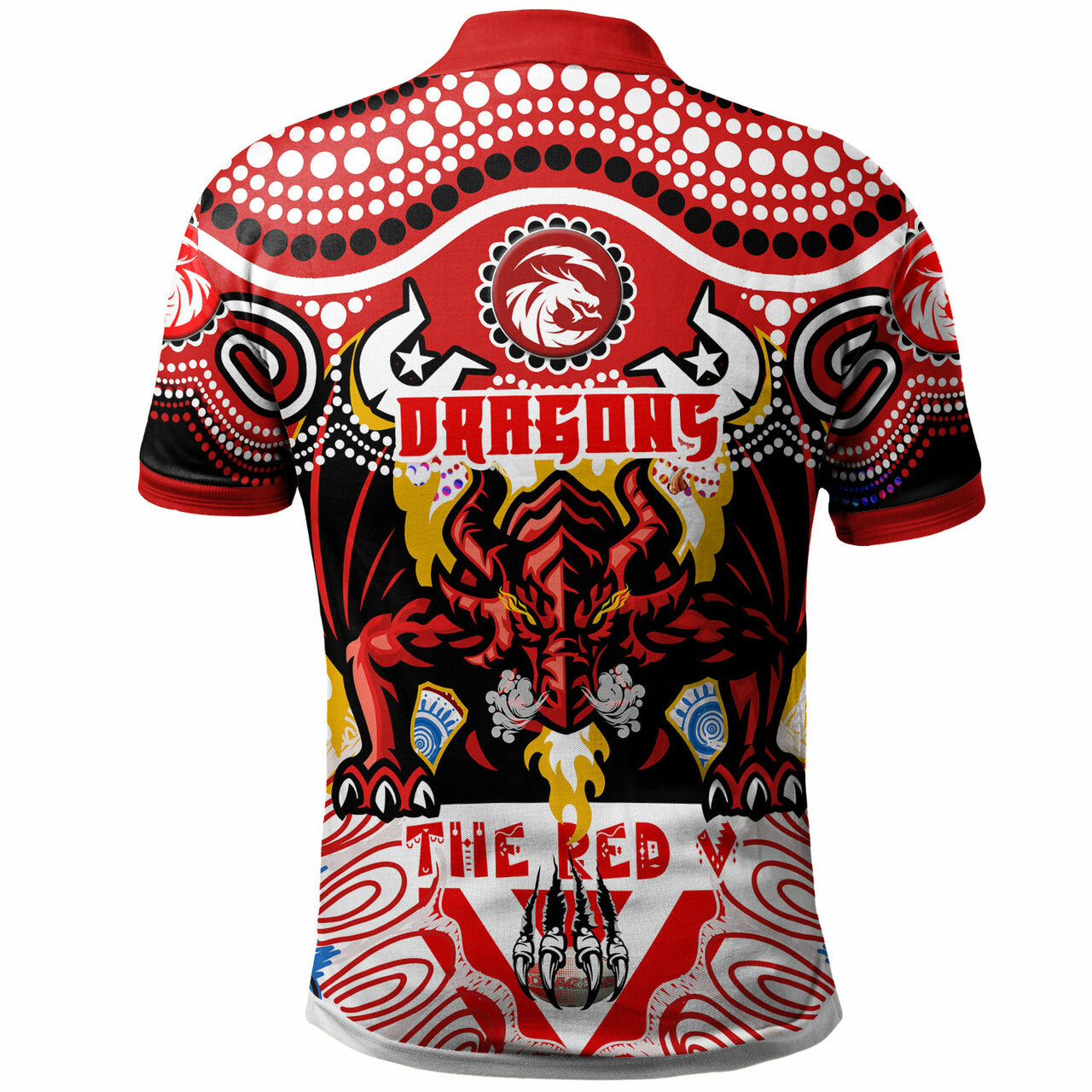 St. George Rugby Indigenous Polo Shirt - The RED V With Aboriginal And Torres Strait Islanders Culture RLT12 - Vibe Hoodie Shop