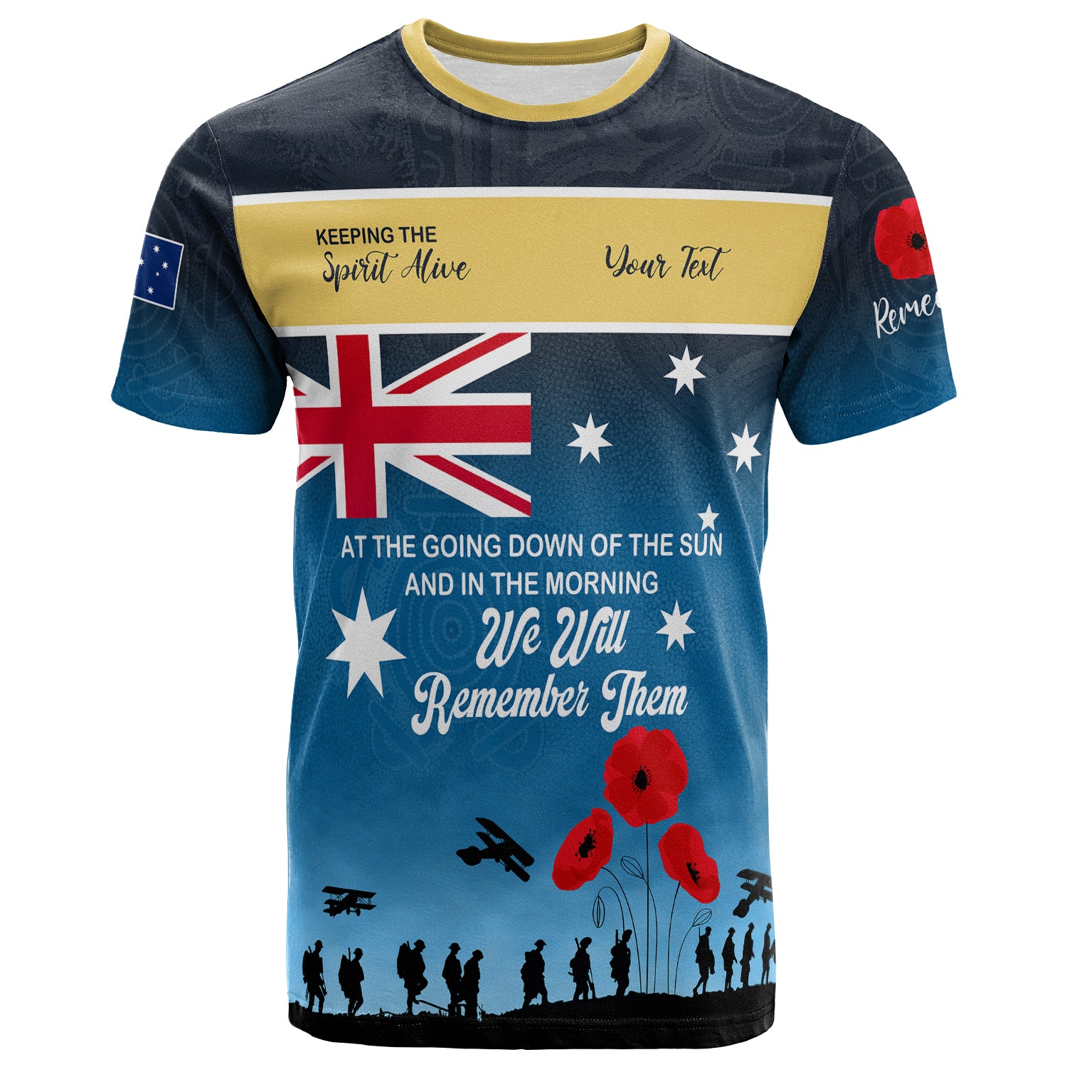 Australia Gold Coast Anzac Custom T-shirt - Keeping the Spirit Alive T-shirt - Vibe Hoodie Shop