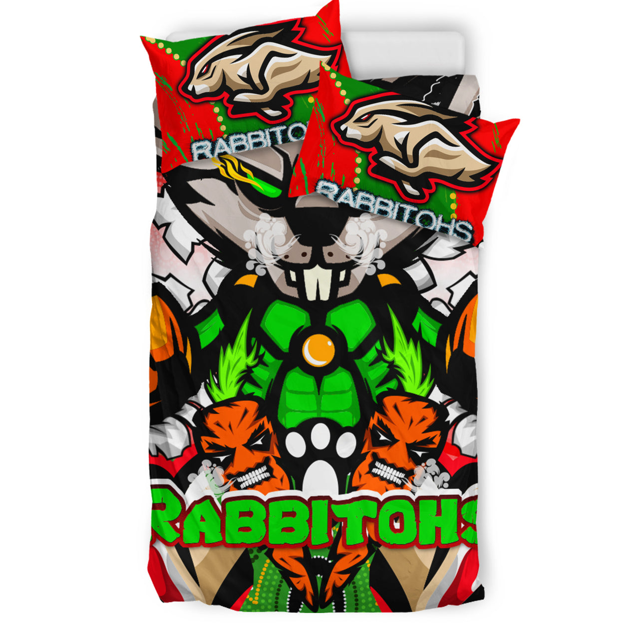 Rabbitohs Aboriginal Rugby Bedding Set - Rabbitohs Stand Above the Rest Scratch Style RLT13 - Vibe Hoodie Shop