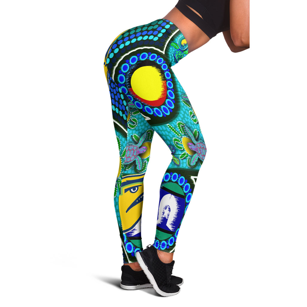 Eels Rugby Leggings - Indigenous Eels With Aboriginal and Torres Strait Islander Flag Leggings - Vibe Hoodie Shop