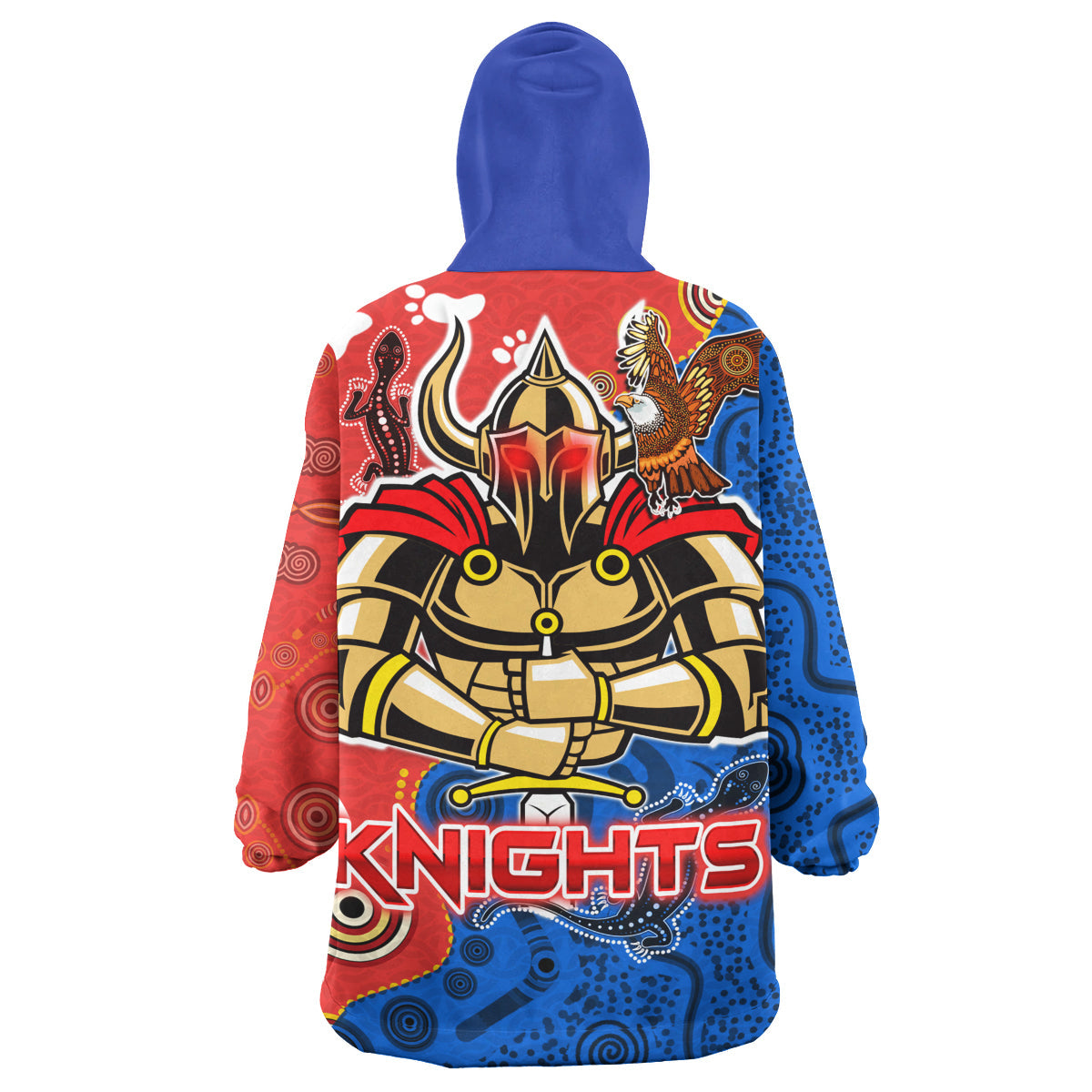 Knights Aboriginal Rugby Snug Hoodie - Custom Indigenous Knights With Aussie Lizard and Eagle Wearable Blanket Hoodie - Vibe Hoodie Shop