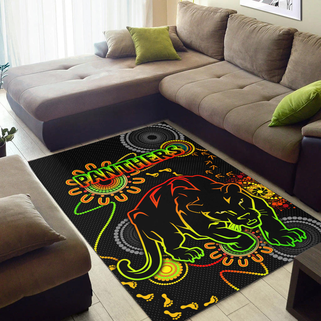 Panthers Rugby Area Rug - Custom Indigenous Black Panthers Area Rug RLT13 - Vibe Hoodie Shop