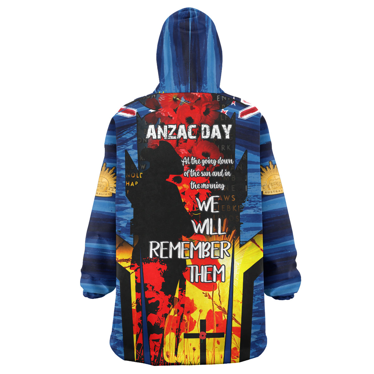 Australia and New Zealand Army Corps Wearable Blanket Hoodie - Commemorated ANZAC Day Lest We Forget Wearable Blanket Hoodie - Vibe Hoodie Shop