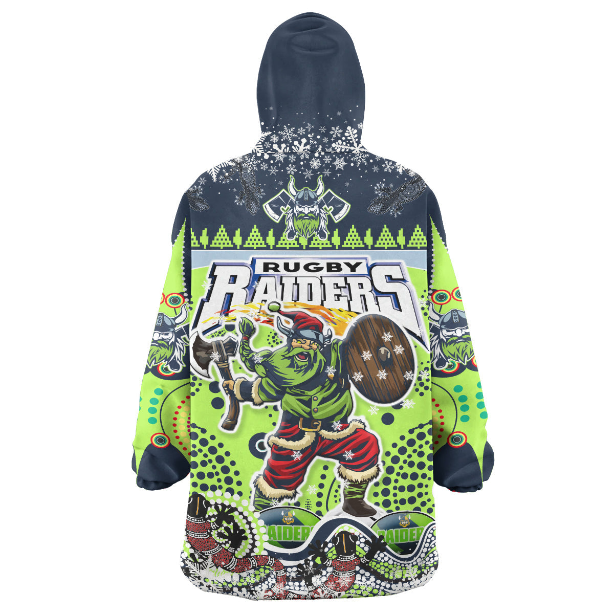 Raiders Rugby Christmas Snug Hoodie - Custom Merry Viking Raiders Christmas Indigenous Wearable Blanket Hoodie - Vibe Hoodie Shop