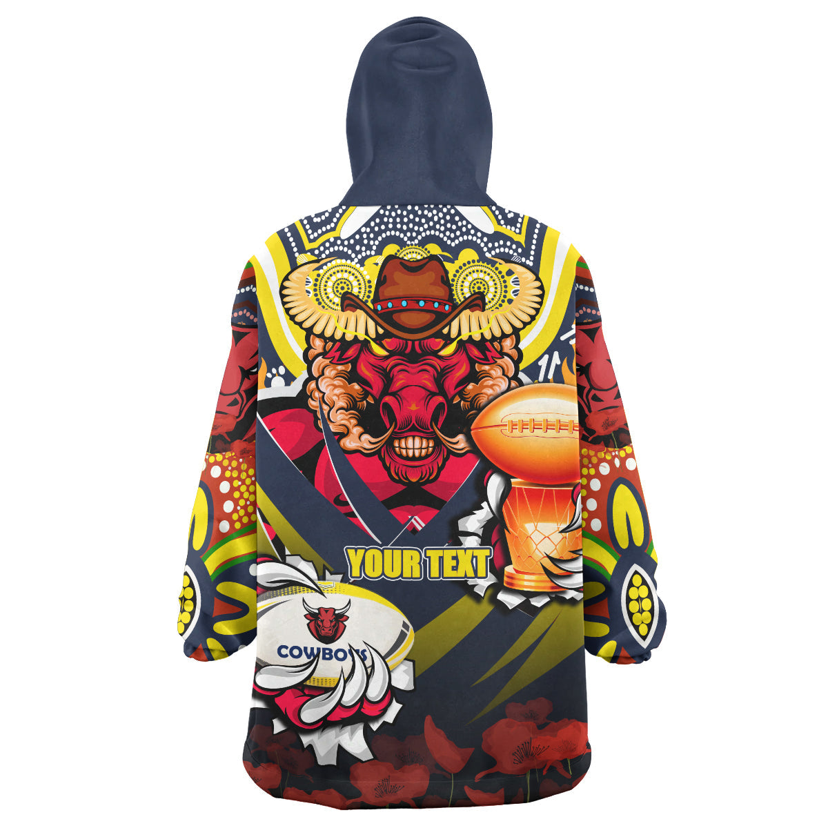 Cowboys Premierships Rugby Snug Hoodie - Custom "Go Cowboys!" Champion Claw Scratch Aboriginal Culture Wearable Blanket Hoodie - Vibe Hoodie Shop