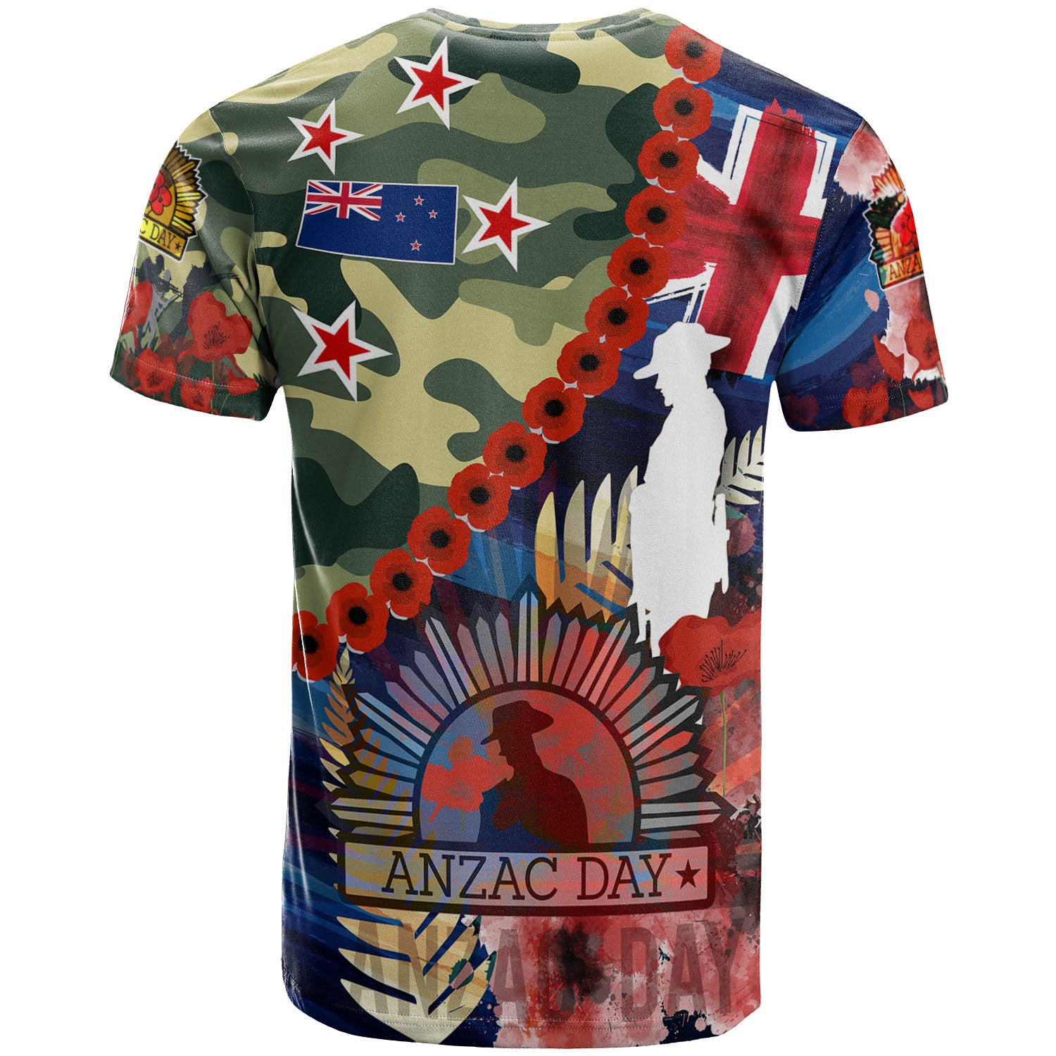 New Zealand Anzac Camouflage Curve T-Shirt - Remembrance Anzac Day and the Dawn Service T-Shirt - Vibe Hoodie Shop