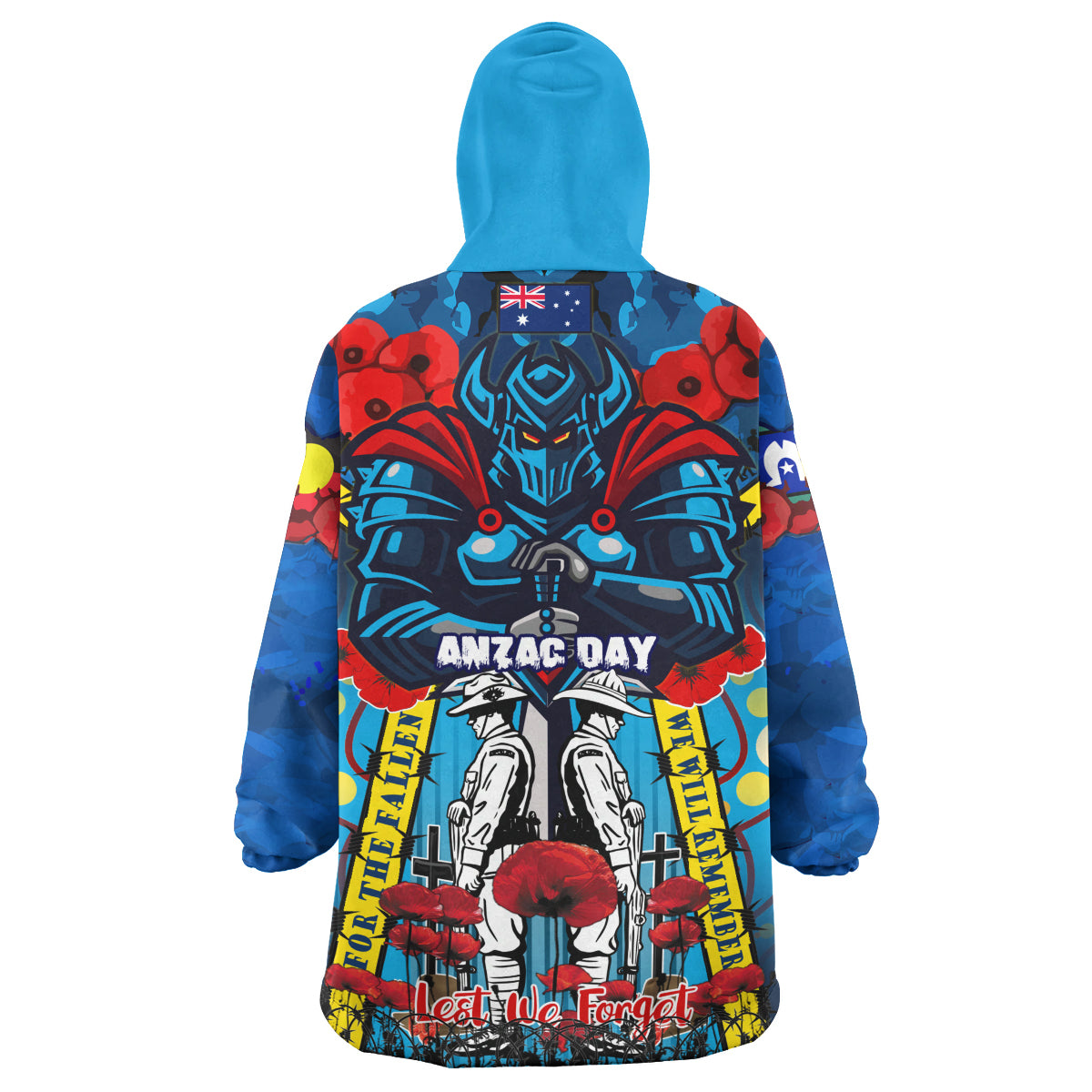 Titans Aboriginal Rugby Anzac Watercolour Snug Hoodie - Remembrance Indigenous Titans With Poppy Flower Wearable Blanket Hoodie RLT14 - Vibe Hoodie Shop