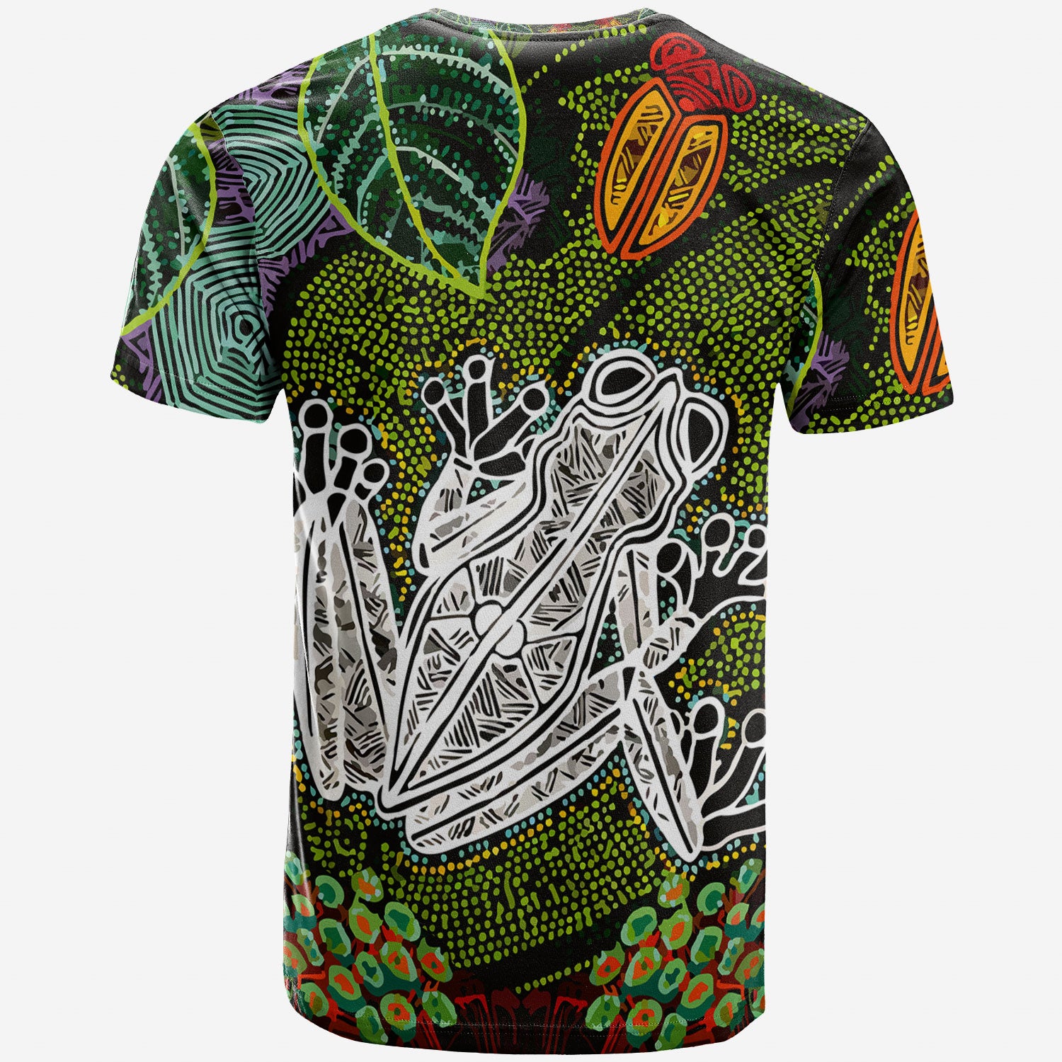 Australia Aboriginal Inspired Custom T-shirt - Indigenous Watercolor Dot Art Frog - Vibe Hoodie Shop