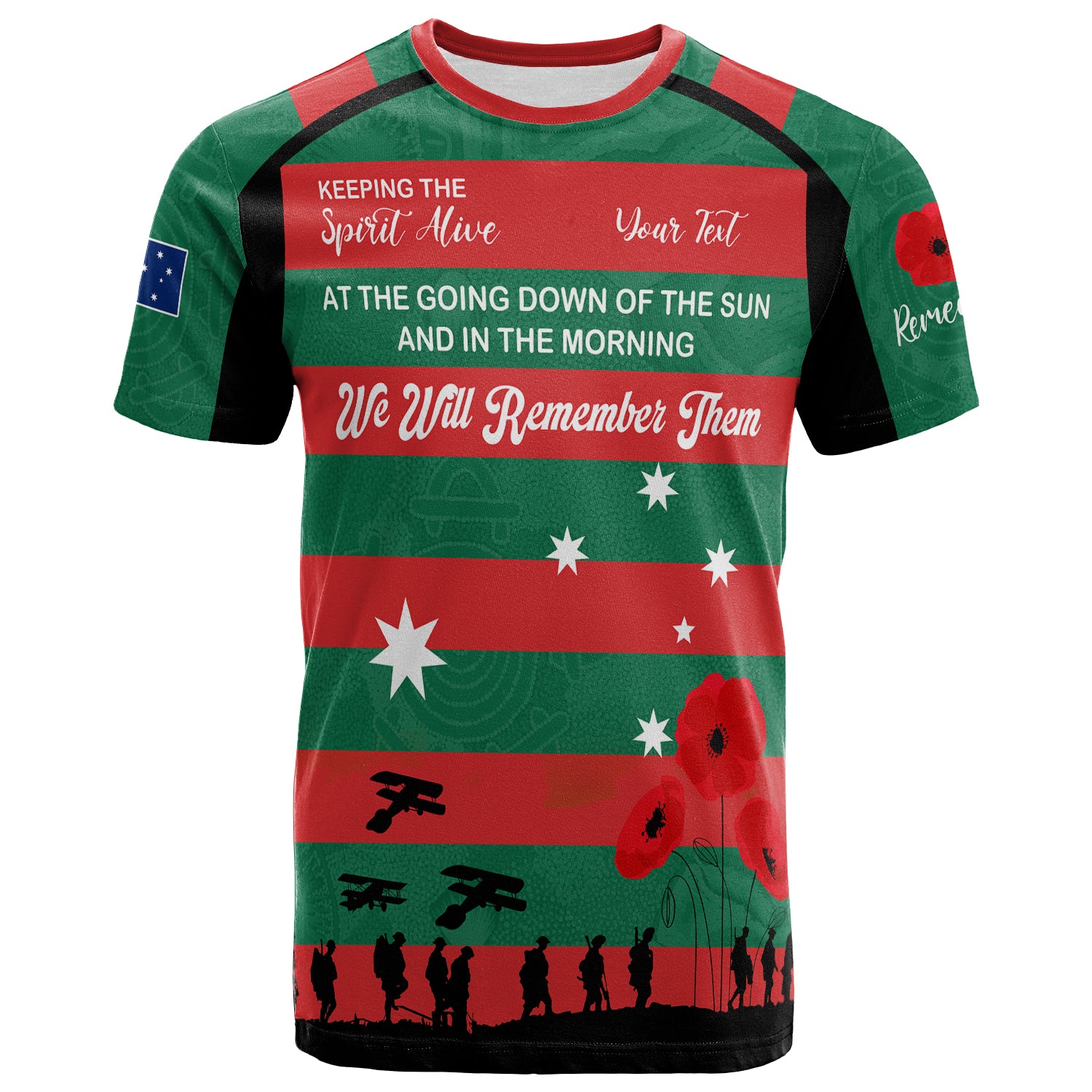 Australia South Sydney Anzac Custom T-shirt - Keeping the Spirit Alive T-shirt - Vibe Hoodie Shop