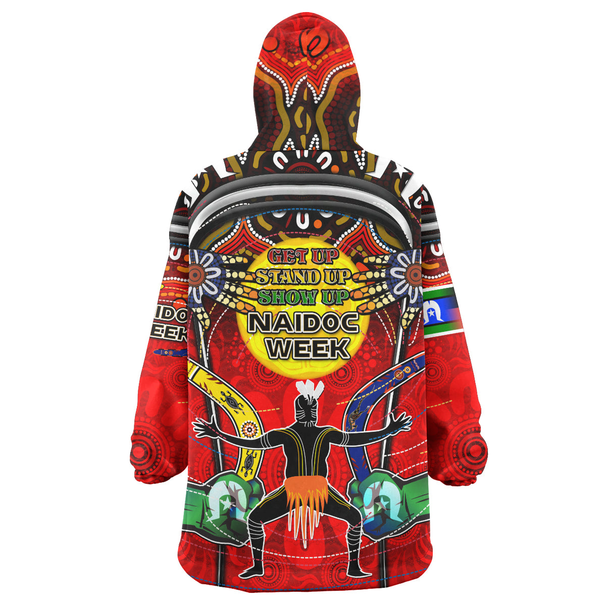 Australia NAIDOC Week 2023 Wearable Blanket Hoodie- Custom Celebrate Naidoc Week Aboriginal Inspired Culture "Get up, Stand up, Show up," Wearable Blanket Hoodie - Vibe Hoodie Shop