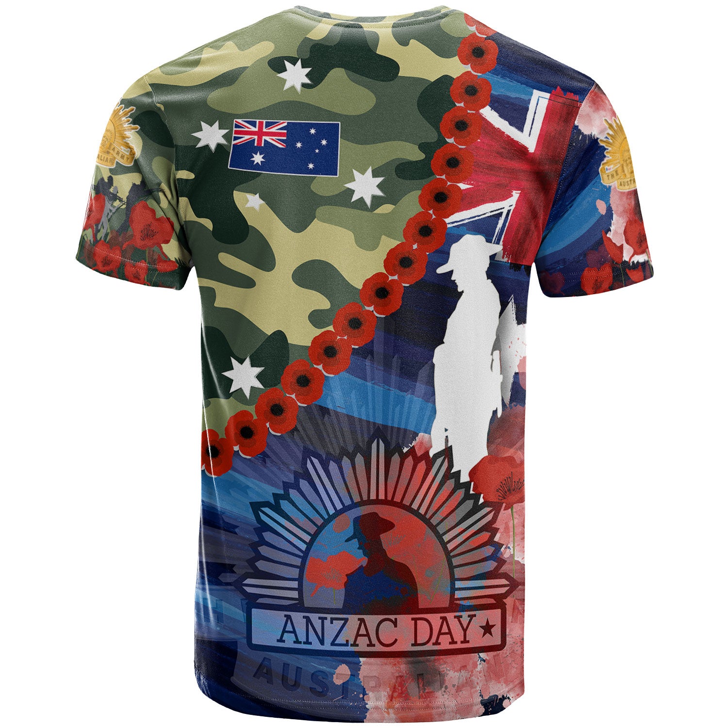 Australia Anzac Camouflage Curve T-Shirt - Remembrance Anzac Day and the Dawn Service T-Shirt - Vibe Hoodie Shop