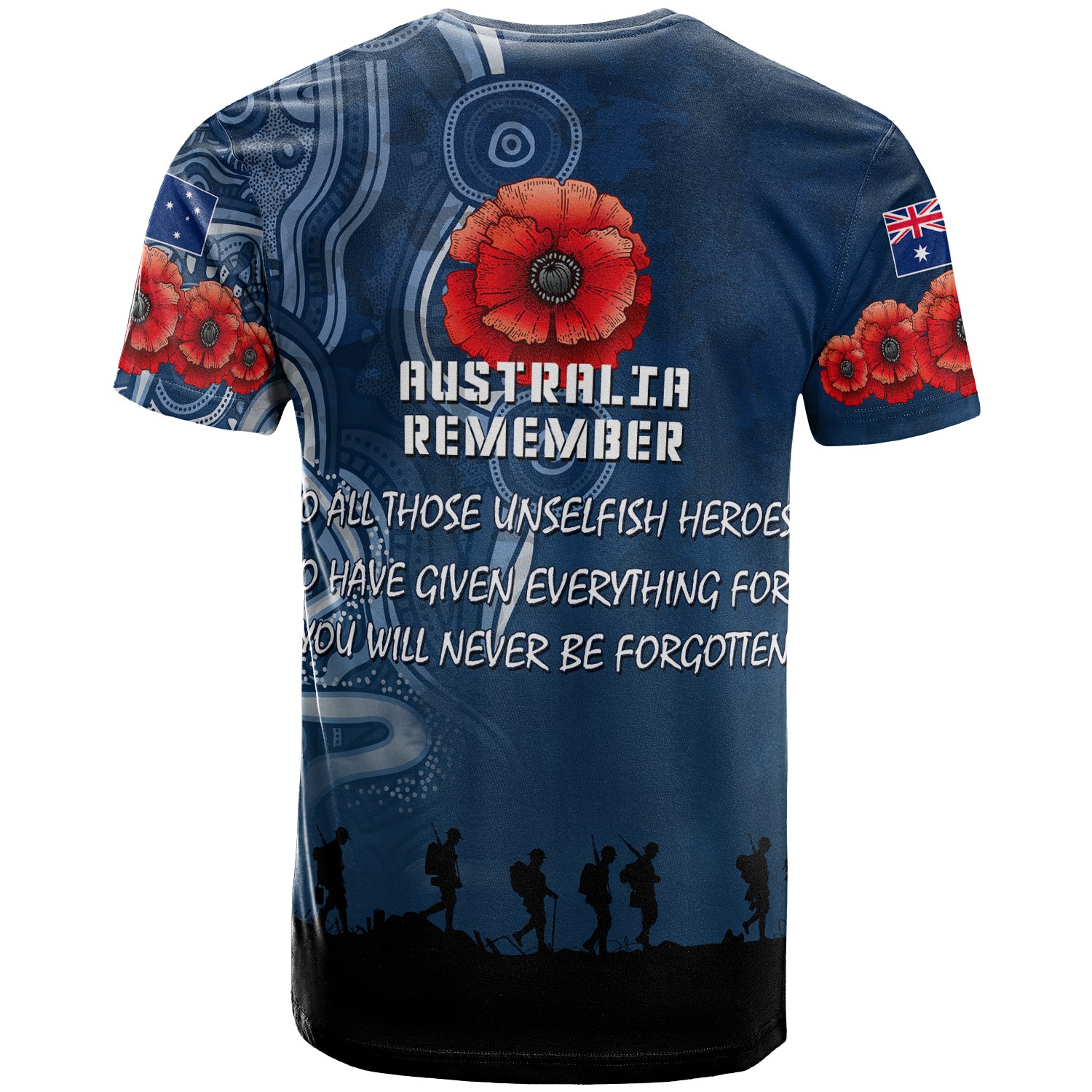 Australia Anzac T-shirt - Australia Remember with Aboriginal Inspired Patterns T-shirt - Vibe Hoodie Shop