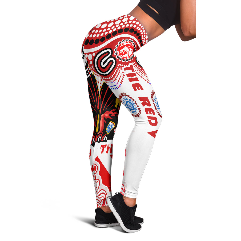 St. George Rugby Indigenous Leggings - The RED V With Aboriginal And Torres Strait Islander Culture Leggings - Vibe Hoodie Shop