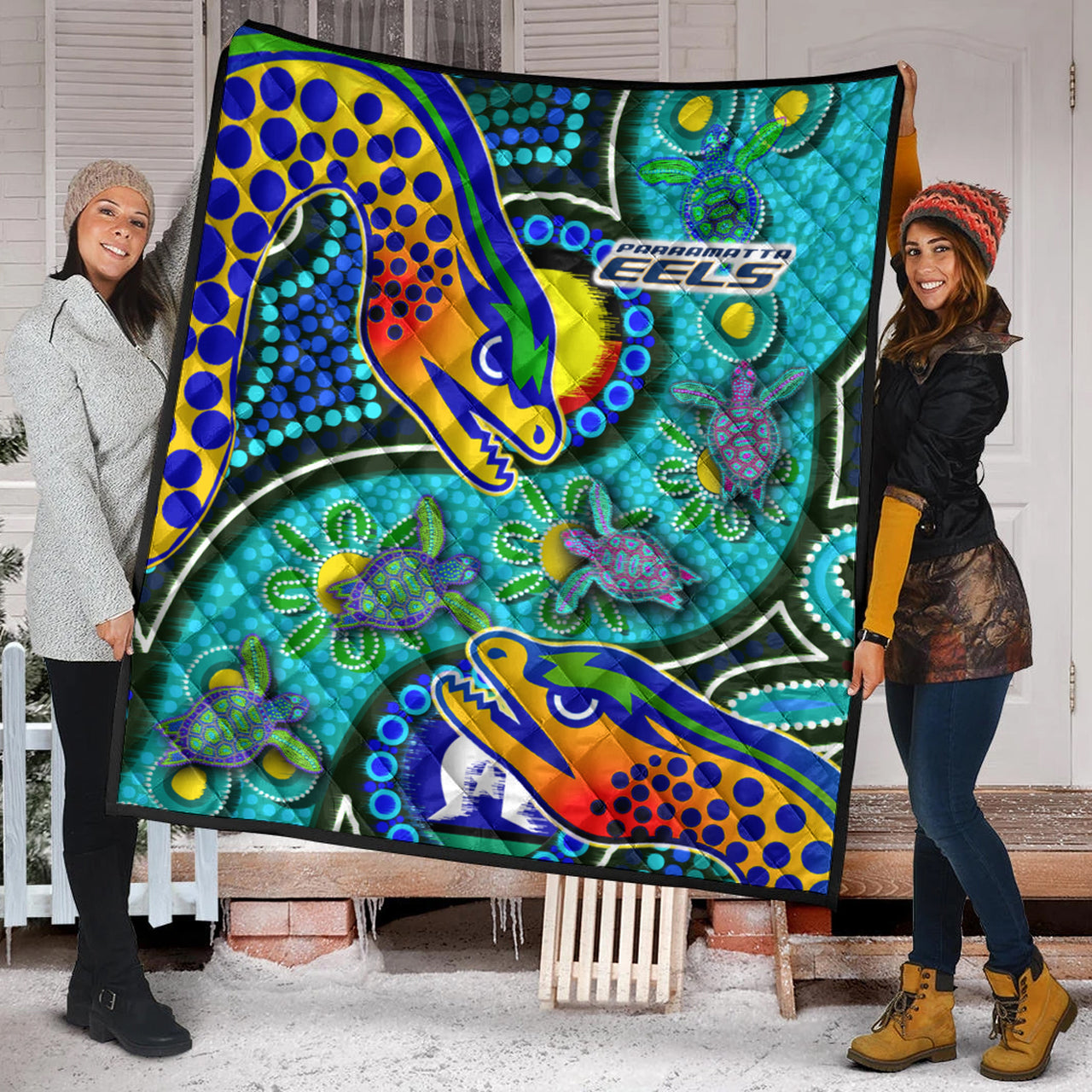 Eels Rugby Custom Quilt - Indigenous Eels With Aboriginal and Torres Strait Islanders Flag RLT13 - Vibe Hoodie Shop