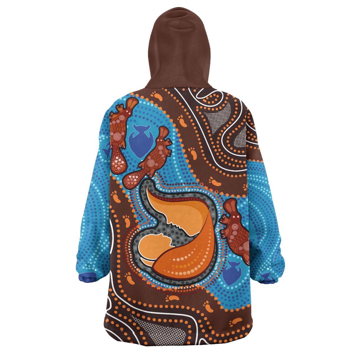 Australia Custom Wearable Blanket Hoodie - Aboriginal Inspired Mother And Son Platypus Art Land And River Concept Wearable Blanket Hoodie - Vibe Hoodie Shop