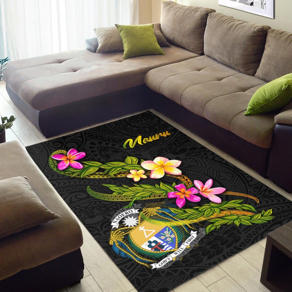 Nauru Polynesian Area Rug - Plumeria Tribal - Vibe Hoodie Shop